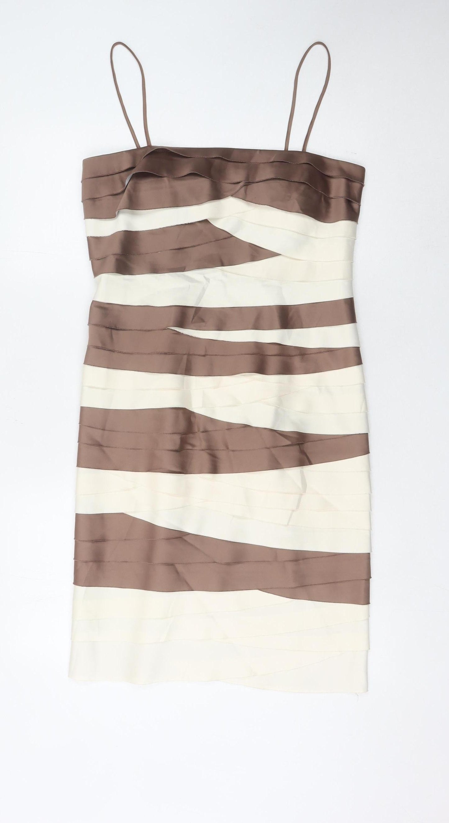 Phase Eight Women's Brown Ivory Bodycon Dress Size 12