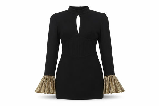 Front view of ASOS Women's Black Bodycon Dress, size 12, Party