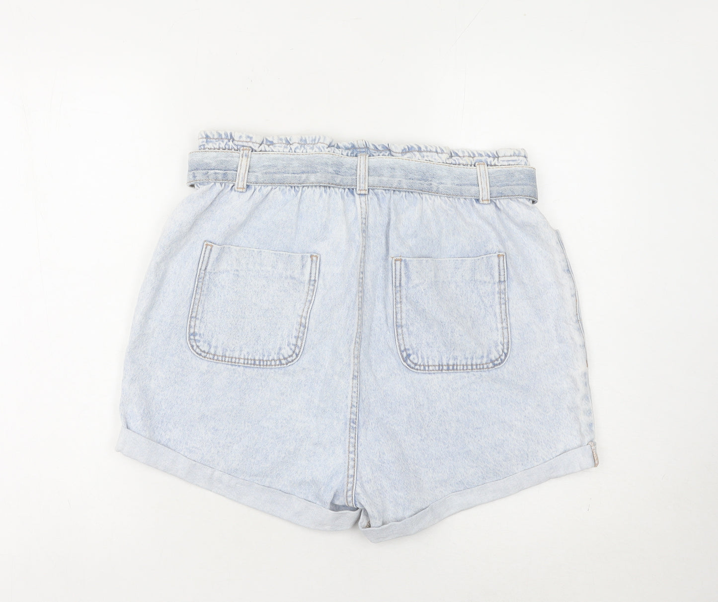 Primark Women's Blue Paperbag Denim Shorts, Size 14