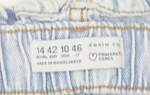 Primark Women's Blue Paperbag Denim Shorts, Size 14
