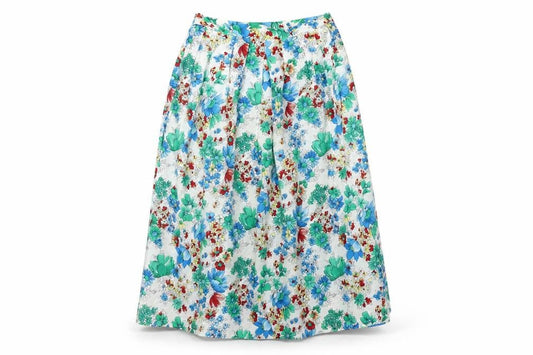 Front view of Features Women's Floral Midi Skirt, size 14, Pleated