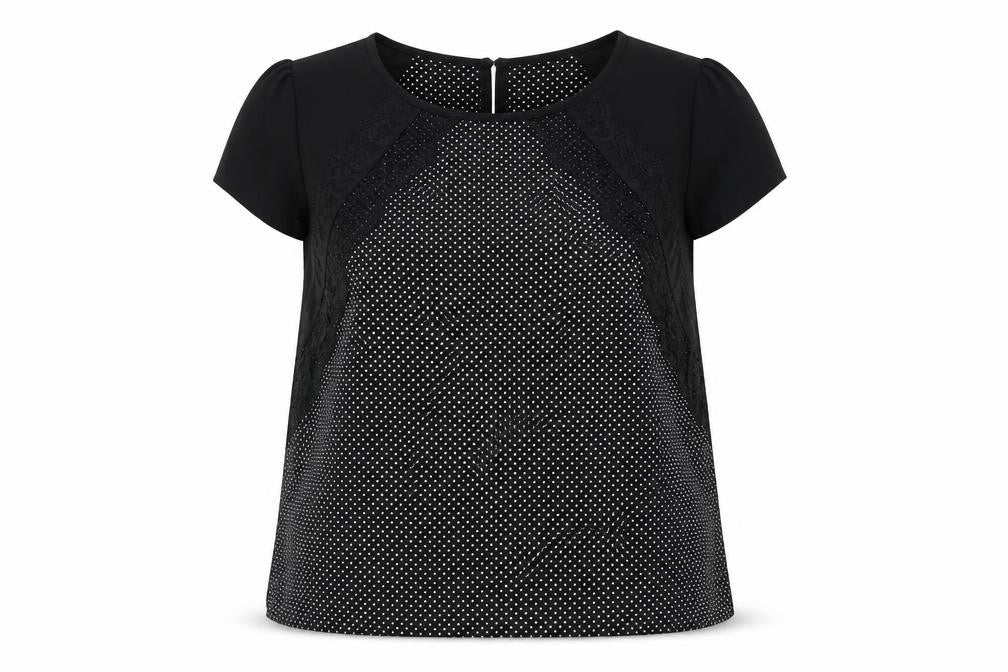 Dorothy Perkins Women’s Black Polka Dot Lace Blouse UK18