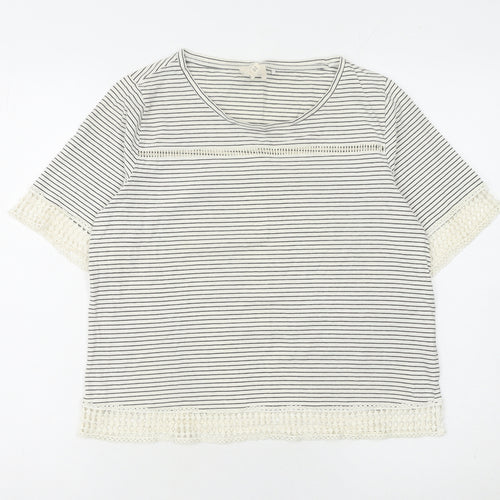 Next Women's Striped Cotton T-Shirt, Size 12, White