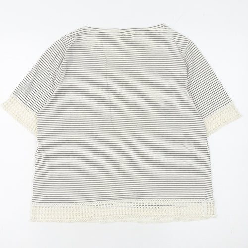 Next Women's Striped Cotton T-Shirt, Size 12, White