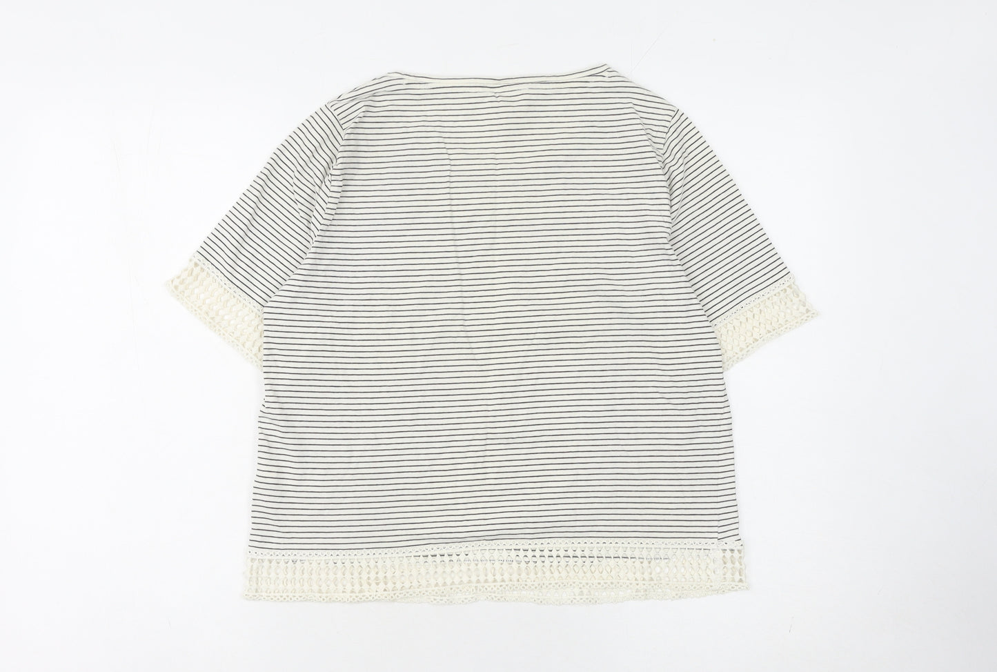 Next Women's Striped Cotton T-Shirt, Size 12, White