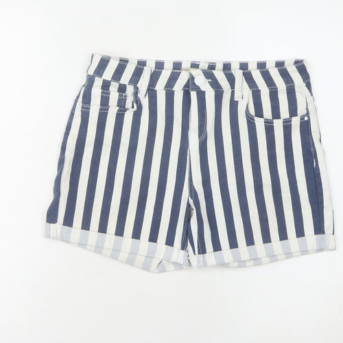 Denim Co. Women's Blue Striped Shorts - Size 12