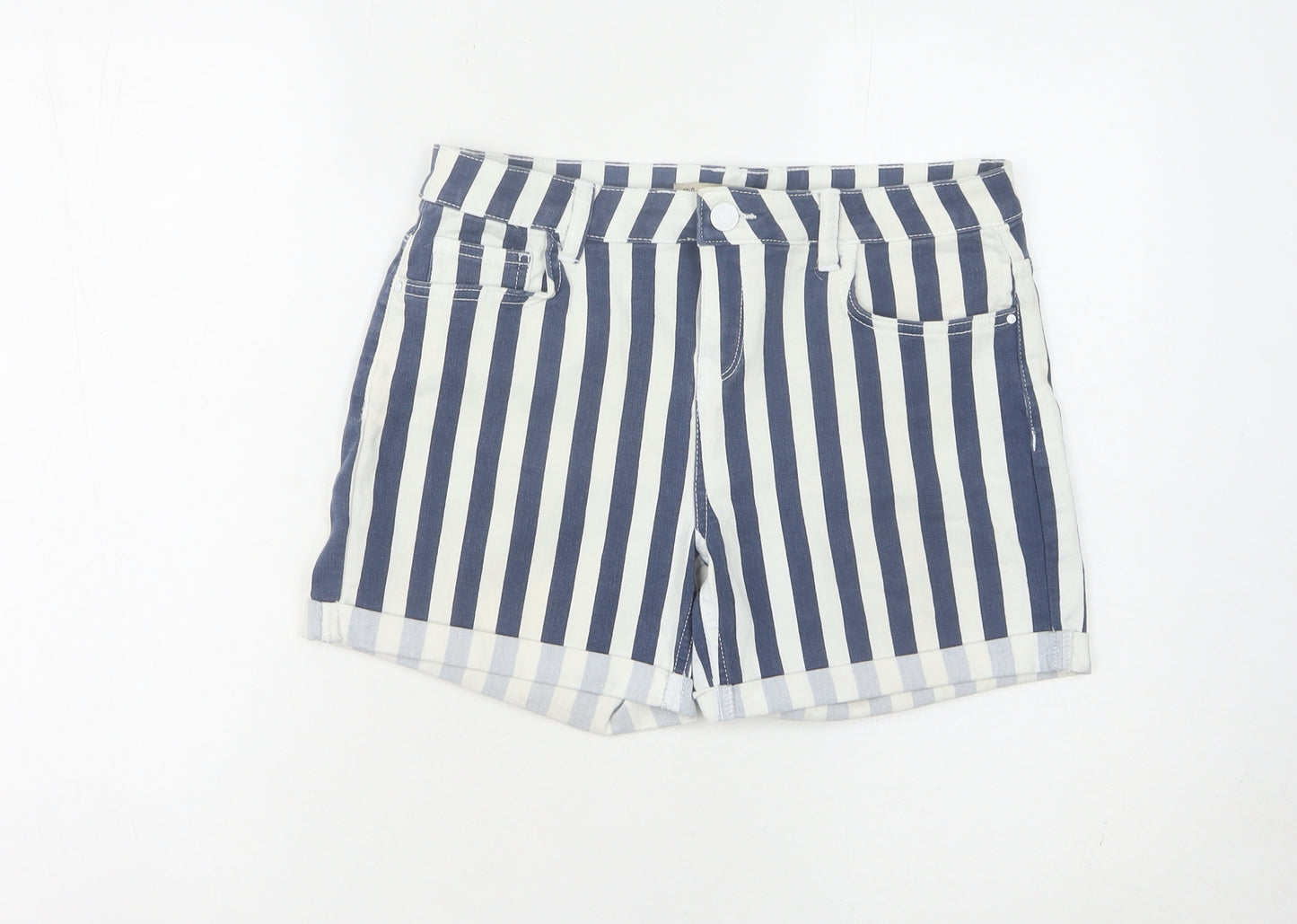 Denim Co. Women's Blue Striped Shorts - Size 12