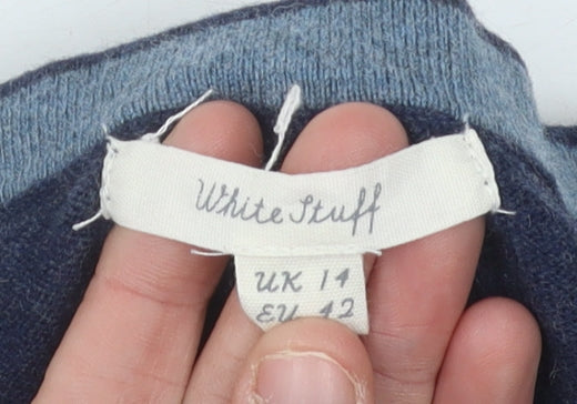 White Stuff Women's Blue Striped Pullover Jumper Size 14