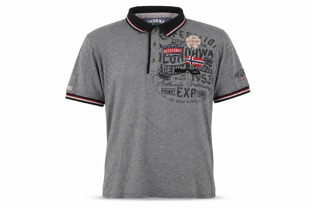 Front view of Geographical Norway Men's Grey Polo Shirt XL