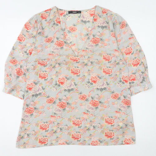 Oasis Women's Floral Chiffon Blouse, Multicoloured, Size 12