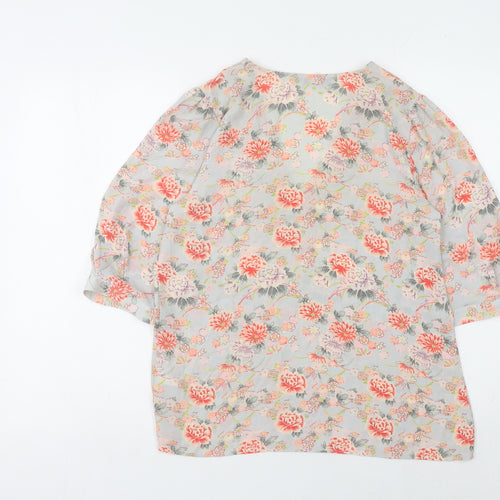 Oasis Women's Floral Chiffon Blouse, Multicoloured, Size 12