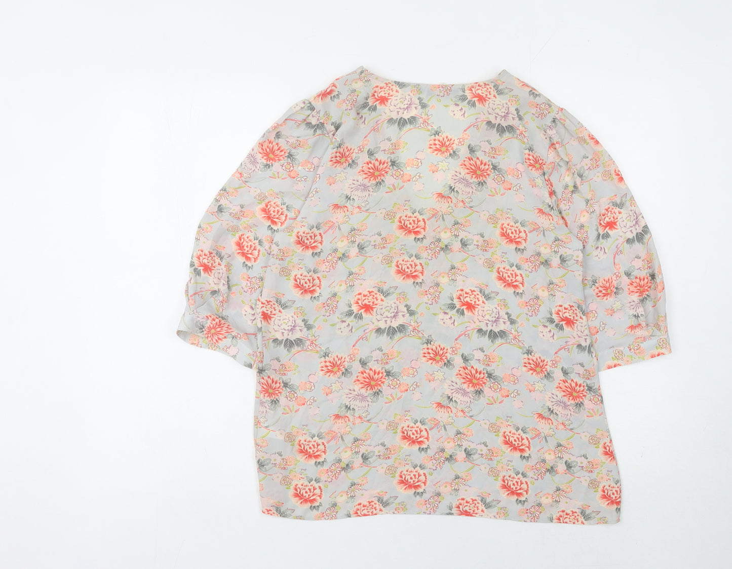 Oasis Women's Floral Chiffon Blouse, Multicoloured, Size 12