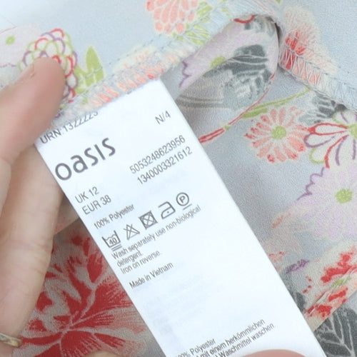 Oasis Women's Floral Chiffon Blouse, Multicoloured, Size 12