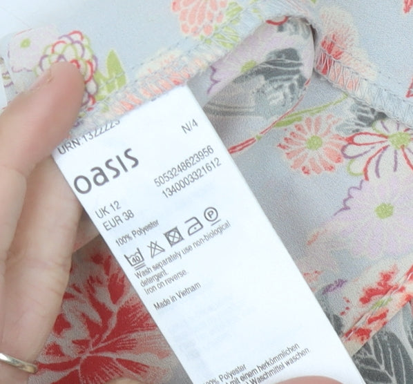 Oasis Women's Floral Chiffon Blouse, Multicoloured, Size 12