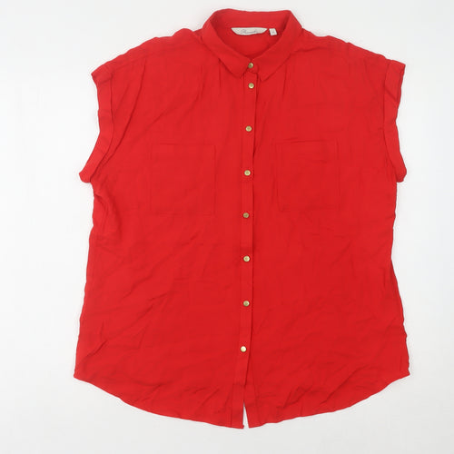 Peacocks Red Button-Up Women's Blouse Size 14