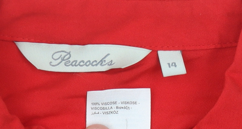 Peacocks Red Button-Up Women's Blouse Size 14