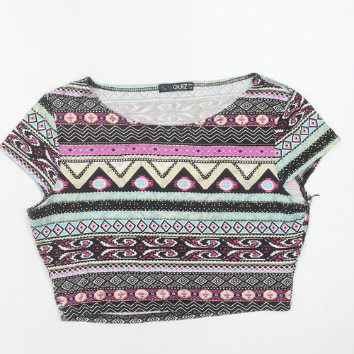 Quiz Women's Multicoloured Cropped Geometric T-Shirt