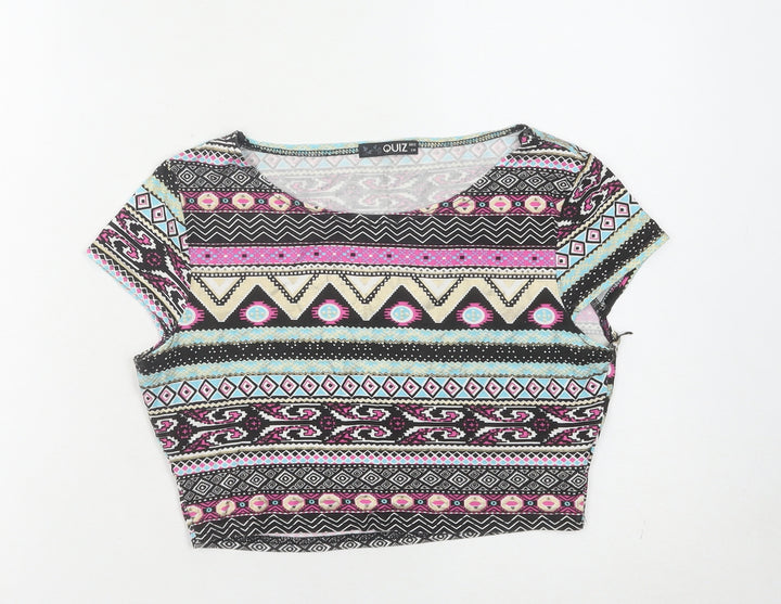 Quiz Women's Multicoloured Cropped Geometric T-Shirt