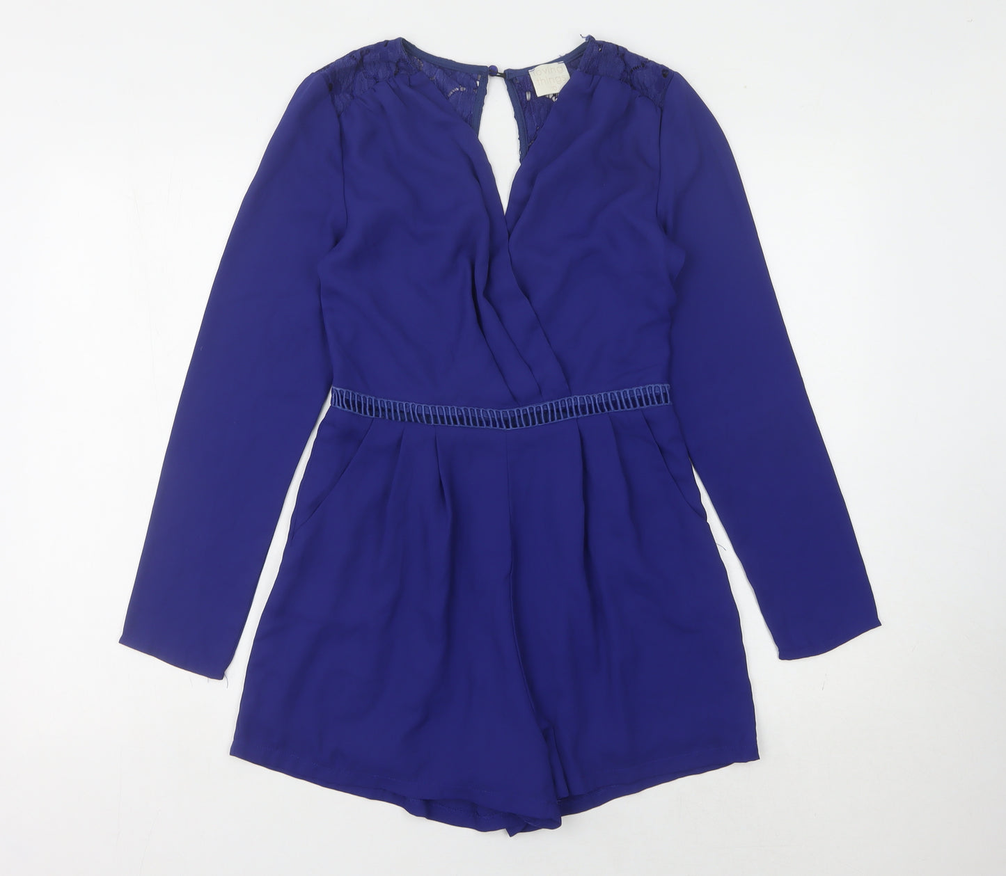 Loving Things Women's Blue Lace Playsuit Size 10