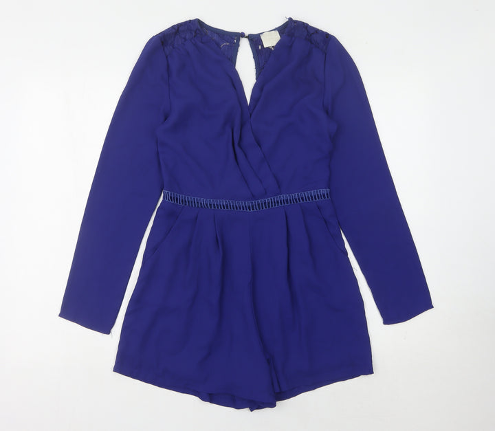 Loving Things Women's Blue Lace Playsuit Size 10