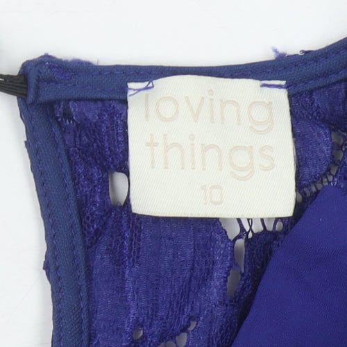 Loving Things Women's Blue Lace Playsuit Size 10