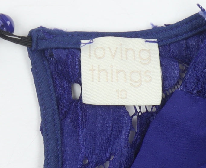 Loving Things Women's Blue Lace Playsuit Size 10