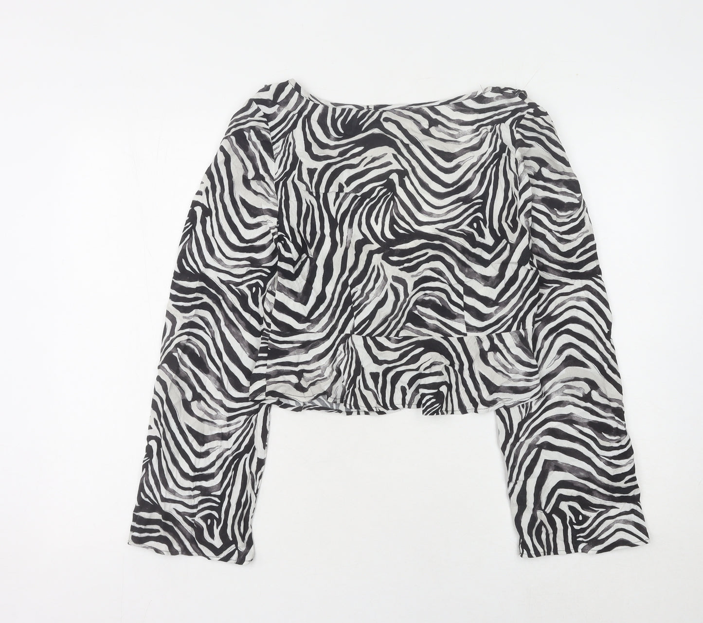 Pull&Bear Women's Black Zebra Print Blouse, UK Size 10