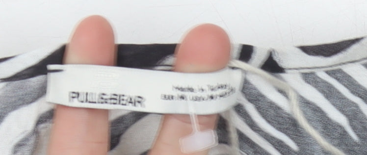 Pull&Bear Women's Black Zebra Print Blouse, UK Size 10