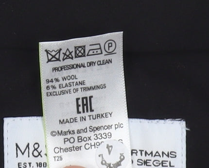 Marks and Spencer Men's Black Wool Trousers, Size 38