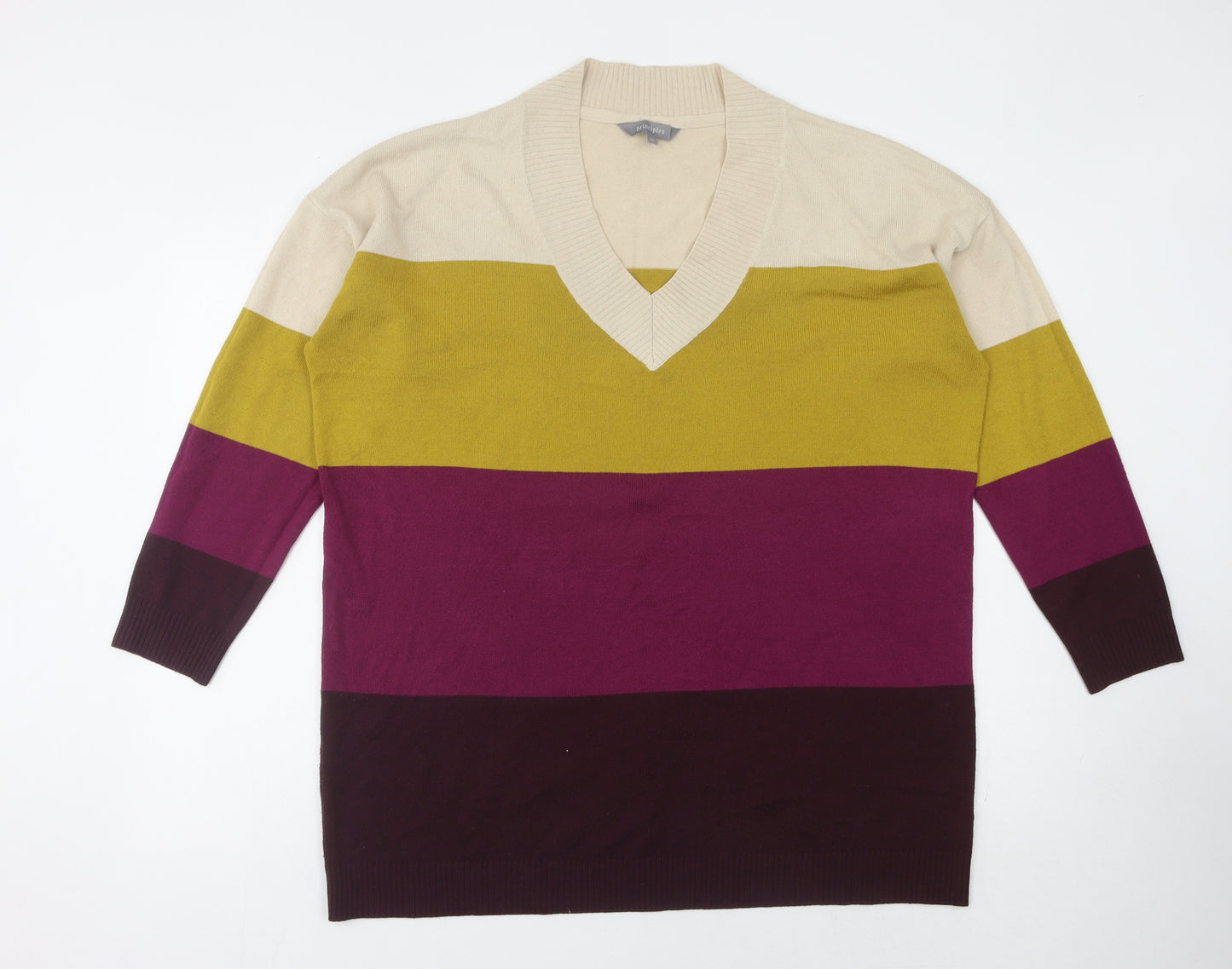 Principles Women's Multicoloured Stripe V-Neck Pullover