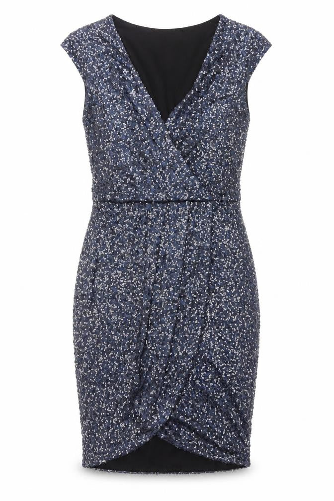 Front view of Oasis Women's Blue Bodycon Dress XS Sequin Party