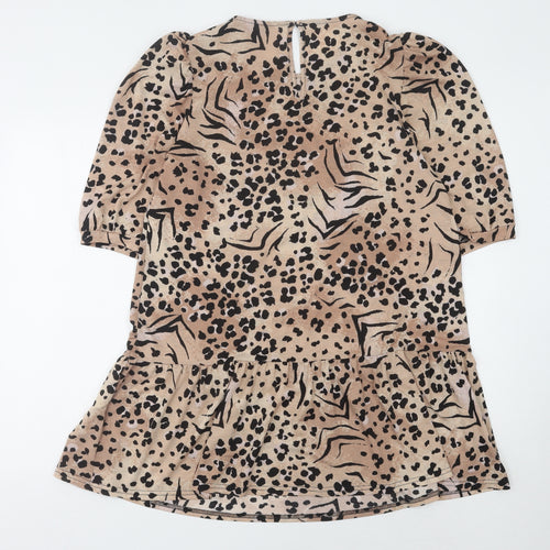 New Look Ladies Beige Animal Print Dress Size 14