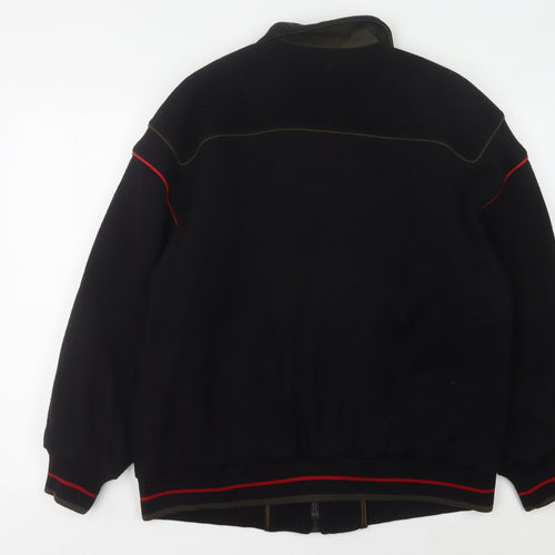 Biaslier Men's Black Varsity Jacket, Size 40, Wool Blend