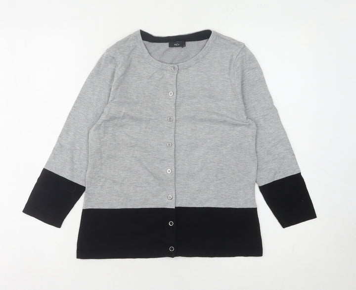 M&Co Womens Grey Cardigan Size 12, 3/4 Sleeve