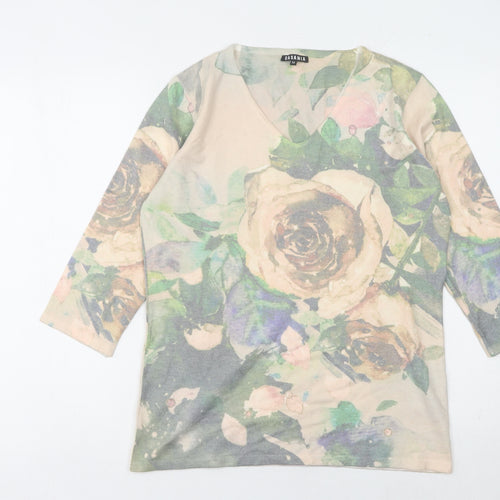 Casamia Women's Multicoloured Floral V-Neck Jumper M