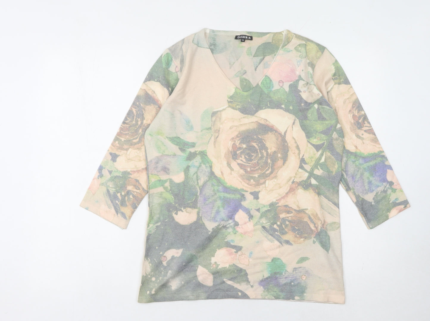 Casamia Women's Multicoloured Floral V-Neck Jumper M