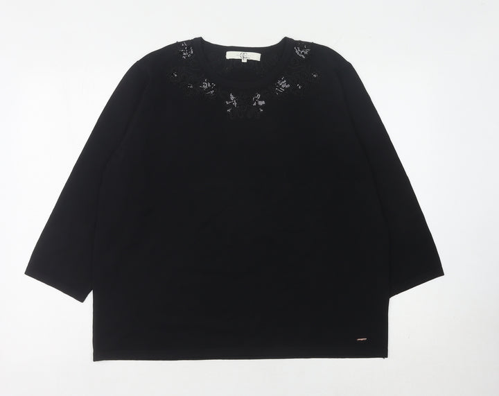 Country Casuals Black Women's Pullover Jumper, Sequin Accent