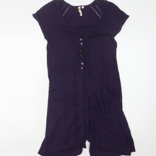 Women's Purple V-Neck Cardigan - Size 12