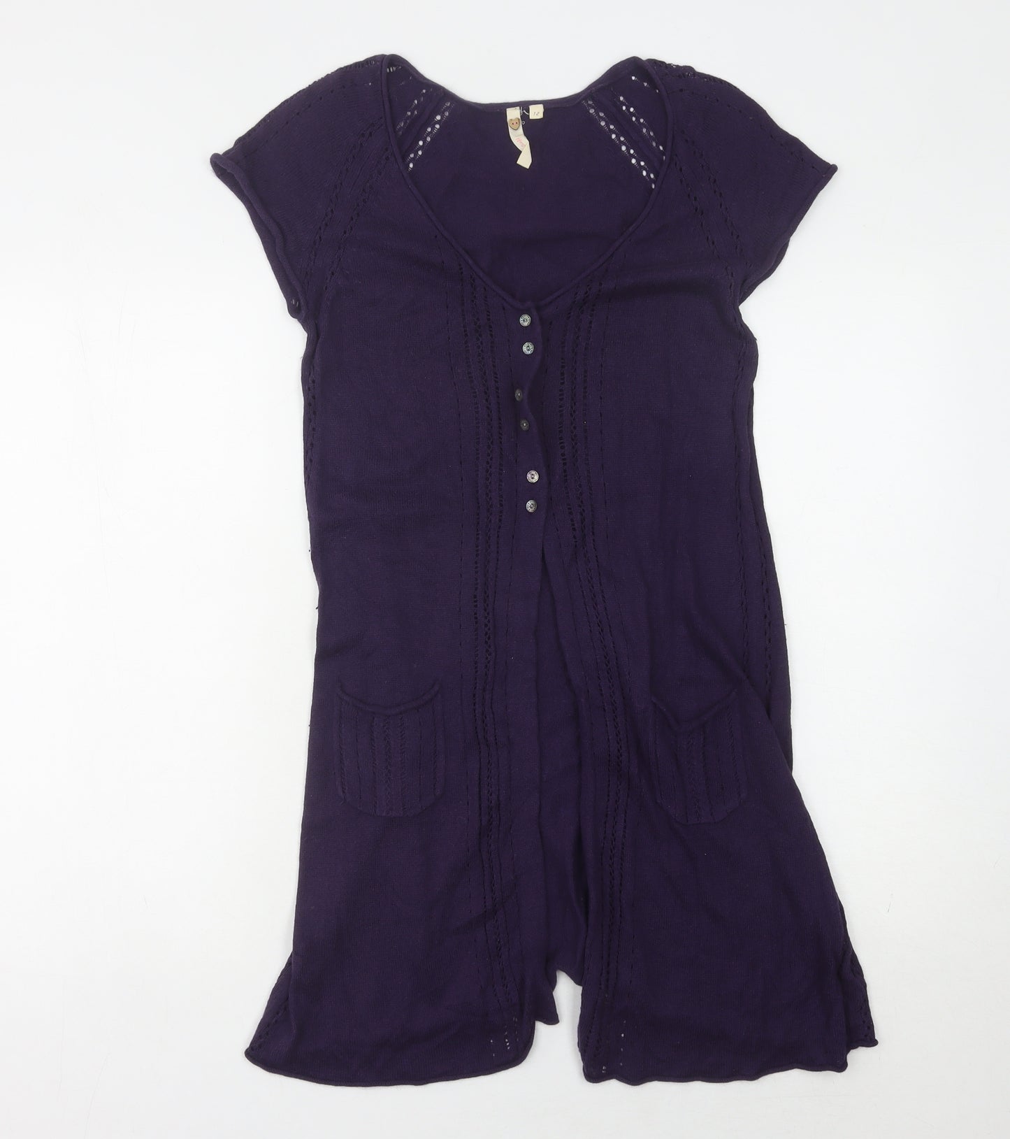 Women's Purple V-Neck Cardigan - Size 12