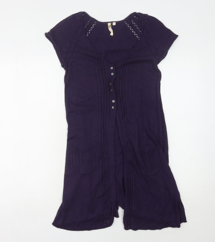 Women's Purple V-Neck Cardigan - Size 12