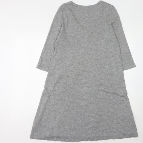 East Women's Grey V-Neck Dress Size 14, 3/4 Sleeve Knit