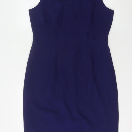 Hobbs Women's Sleeveless Blue Sheath Dress Size 14