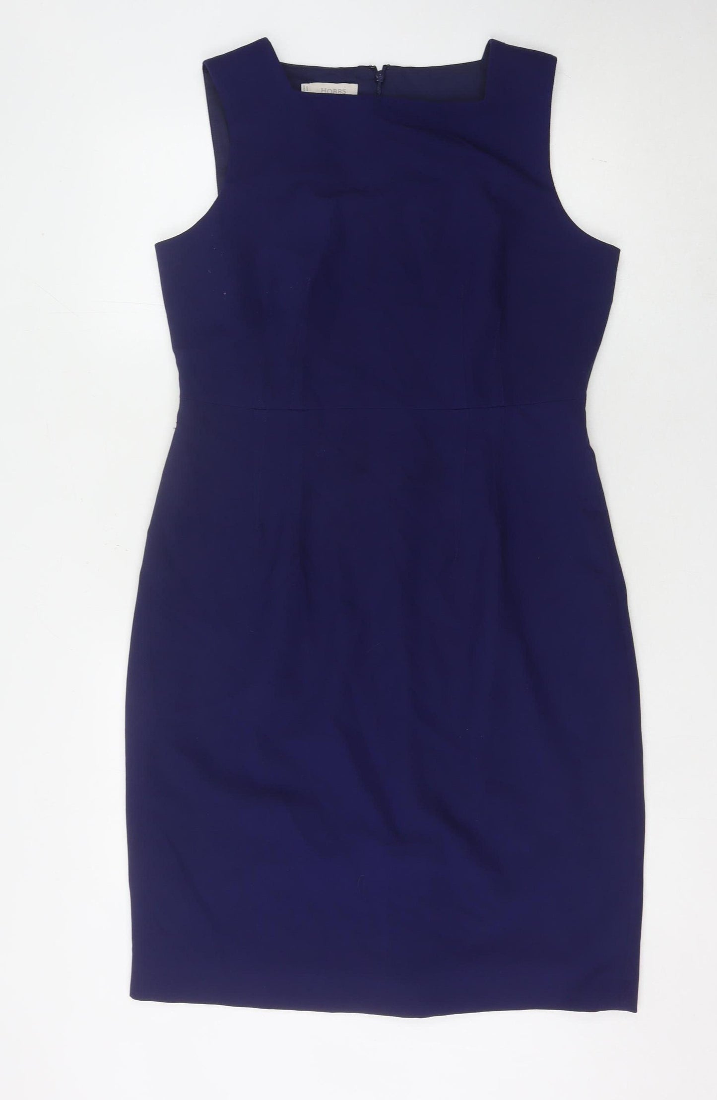 Hobbs Women's Sleeveless Blue Sheath Dress Size 14