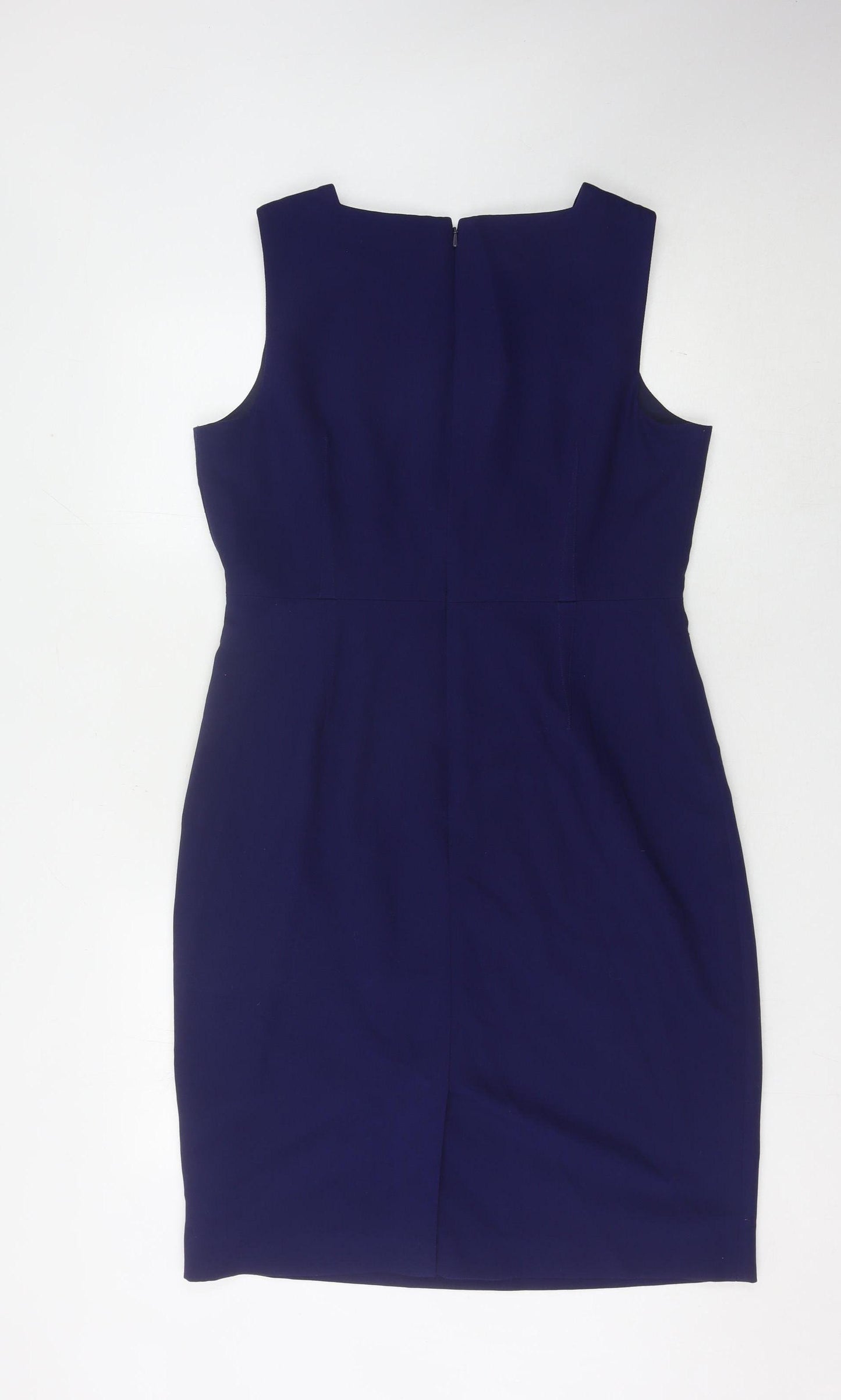 Hobbs Women's Sleeveless Blue Sheath Dress Size 14