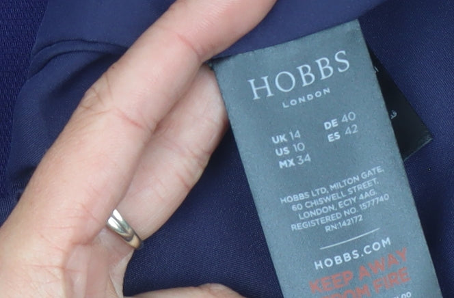 Hobbs Women's Sleeveless Blue Sheath Dress Size 14