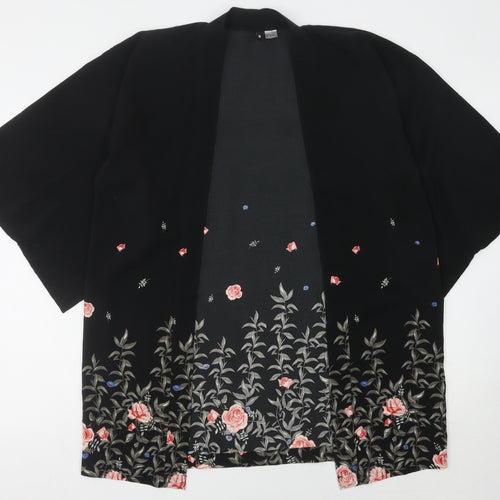 H&M Women's Black Kimono Floral Embroidered Small