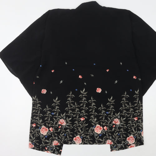 H&M Women's Black Kimono Floral Embroidered Small