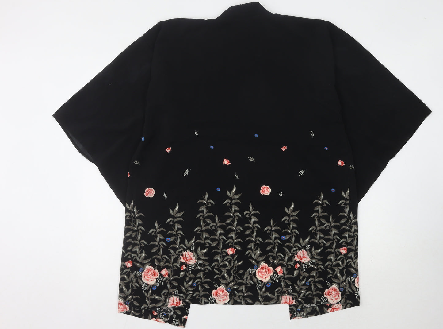 H&M Women's Black Kimono Floral Embroidered Small