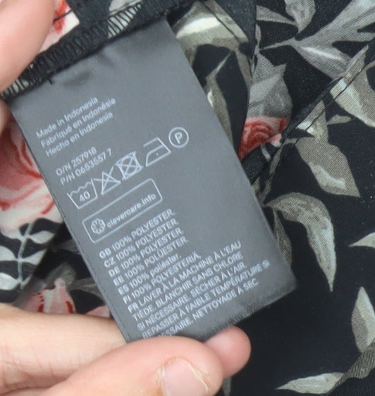 H&M Women's Black Kimono Floral Embroidered Small