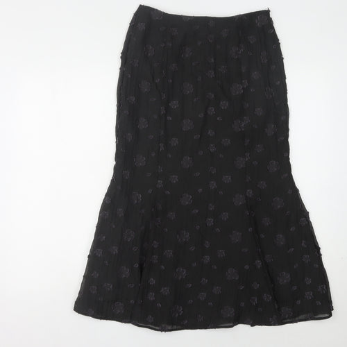 Minuet Black Floral Women's Skirt Size 10 Excellent Condition